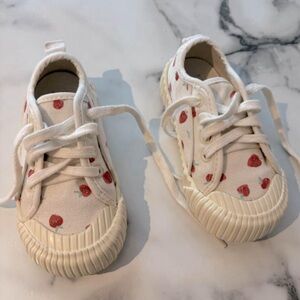 Zara White Sneakers with Strawberry Pattern